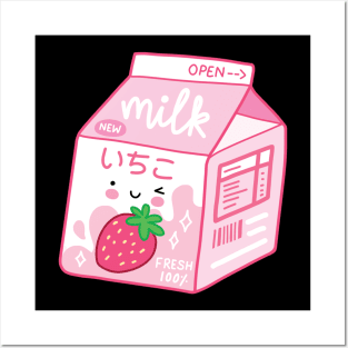 Cute Strawberry Milk Posters and Art